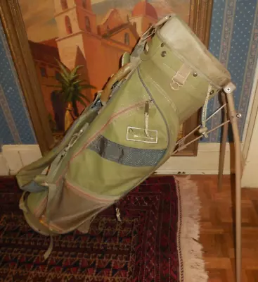 USED DATREK QUIVER TECH STAND BAG / 4 WAY DIVIDE / GREEN & BEIGH /NO RAINCOVER. - Image 1 of 4