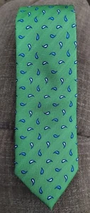 Bruno Marchesi Silk Men's Necktie Tie Green W Blue & White Paisley Handmade  - Picture 1 of 4