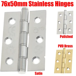 Door Hinge Washered Hinge CE7 Stainless Steel 3x2" 76x50x2mm inc SCREWS - Picture 1 of 13