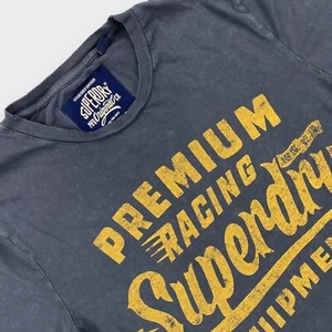 Superdry T Shirt Mens Medium Slim Gray Premium Racing Equipment Moto Distressed - Picture 1 of 11