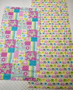 Fabric Elephants Purple Blue Orange Yellow Quilting Sewing Crafting 2 1/5 Yards - Picture 1 of 9