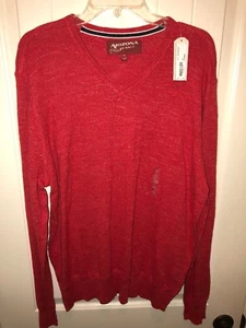 NWT Arizona Jeans Red Men’s V-Neck Long Sleeve Pullover Sweater XL 52585202311 - Picture 1 of 5