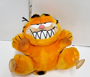 Garfield Plush Stuck On Car Window Suction Cups Make My Day Button Pin Lot - Picture 1 of 24