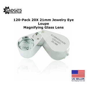 120PK 20X LED Illuminated Jewelers Jewelry Loupe Magnifier Magnifying Glass Lens - Picture 1 of 7