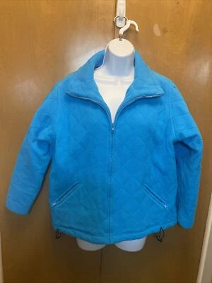Rafaella Sport Womens Fleece Jacket Size Small Blue Waffle Pattern Made In Guam - Image 1 of 3