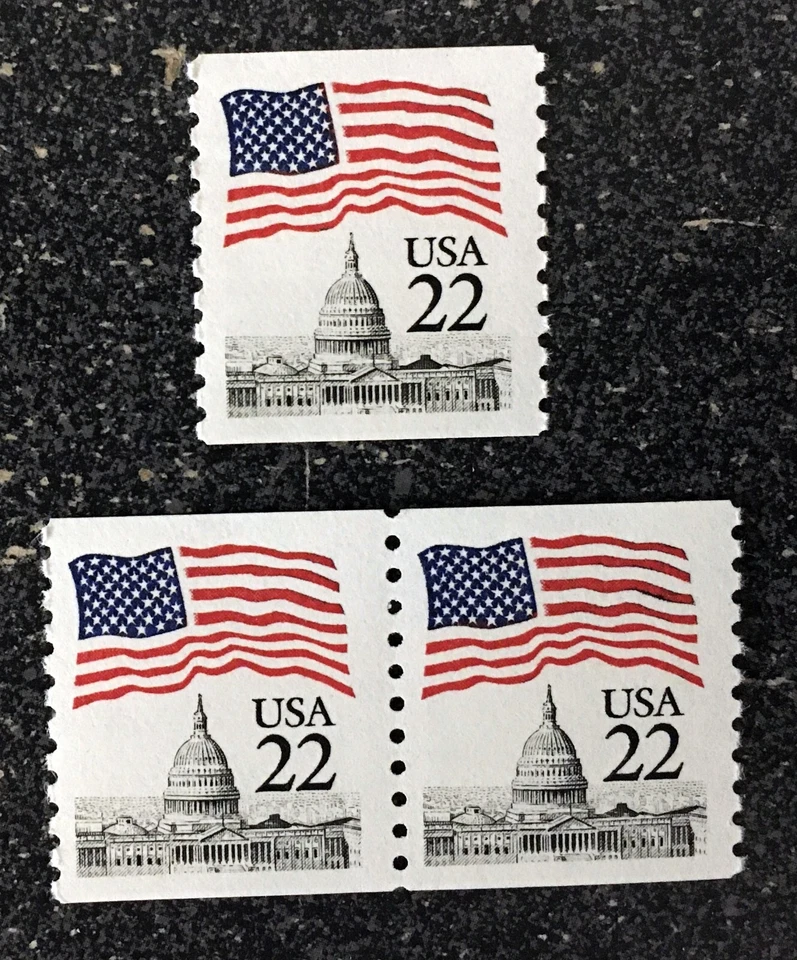 1985USA #2115 22c Flag Over Capitol Dome - Coil Single & Pair  Mint NH - Image 1 of 1