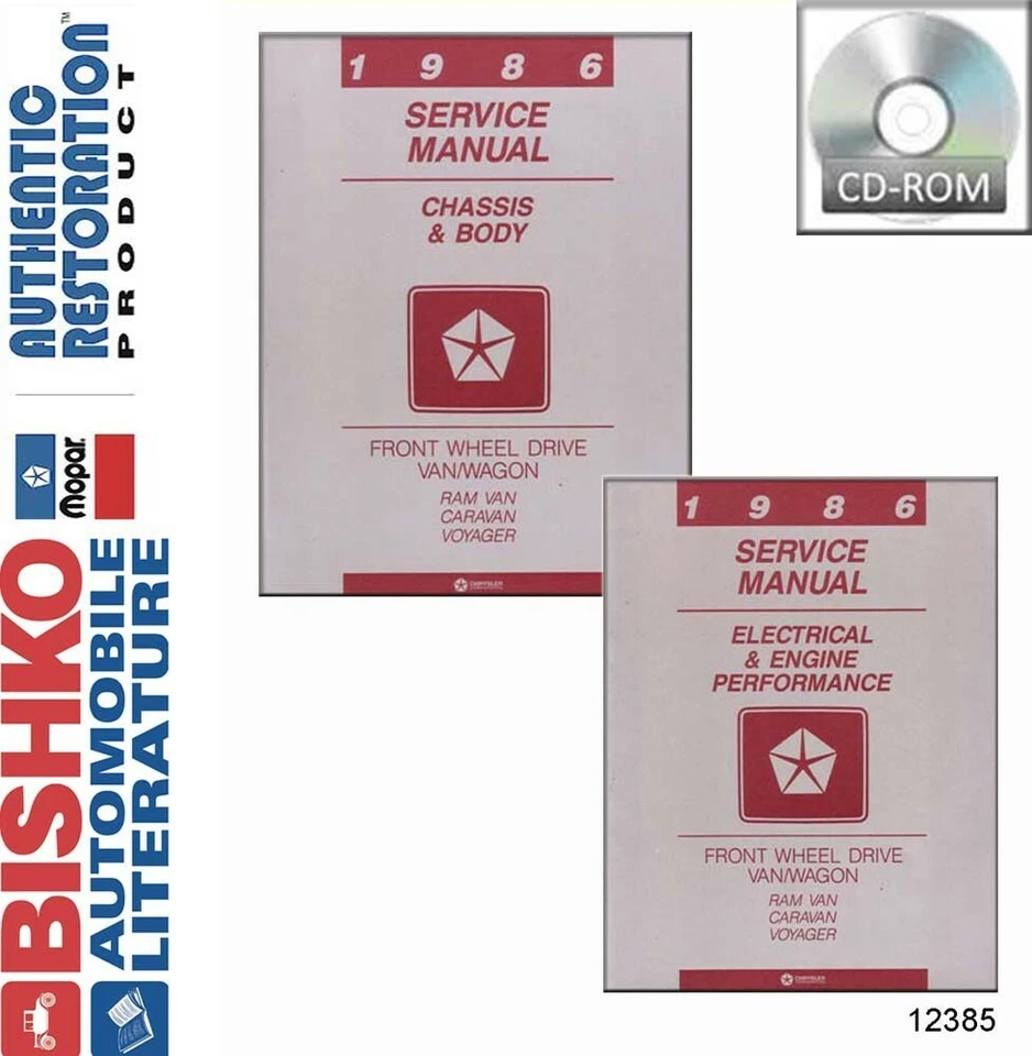 1986 Dodge Caravan Plymouth Voyager Factory Shop Service Repair Manual CD Foto 1 de 1