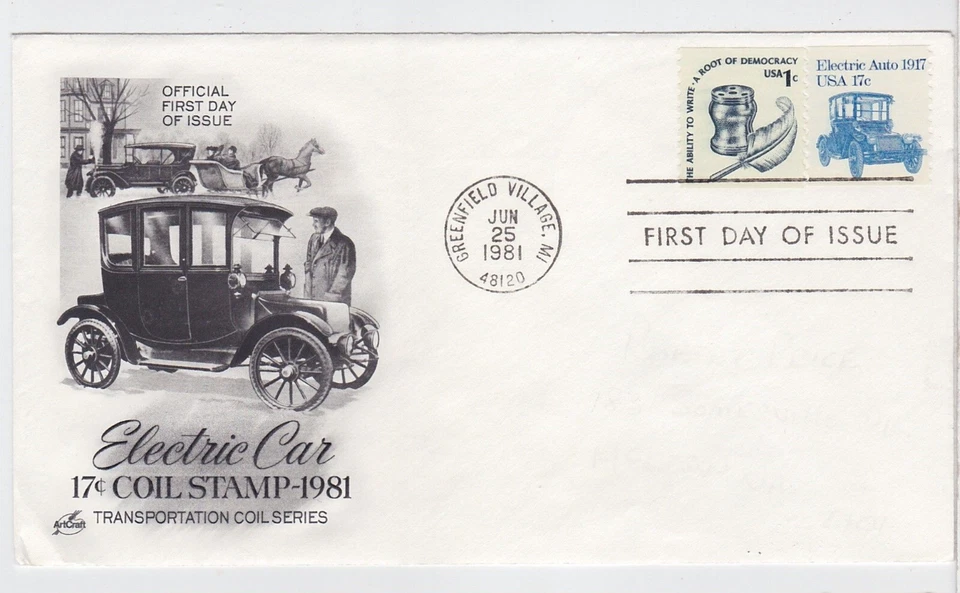TurtlesTradingPost- Electric Auto- Transportation Series 1981 #1906 FDC Artcraft - Image 1 of 1
