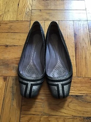 Zapatos planos de cuero moteado púrpura/negro Anya Hindmarch London para dama talla 6/36, Foto 1 de 4