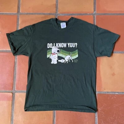 Винтажная мужская зеленая футболка M&O Knits Family Guy Do I Know You 2003 Y2K мультфильм - Изображение 1 из 4
