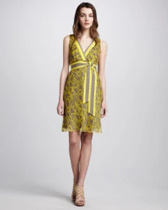 Catherine Malandrino Sheer and Silk Yellow Sz 12 Dress New - Picture 1 of 4