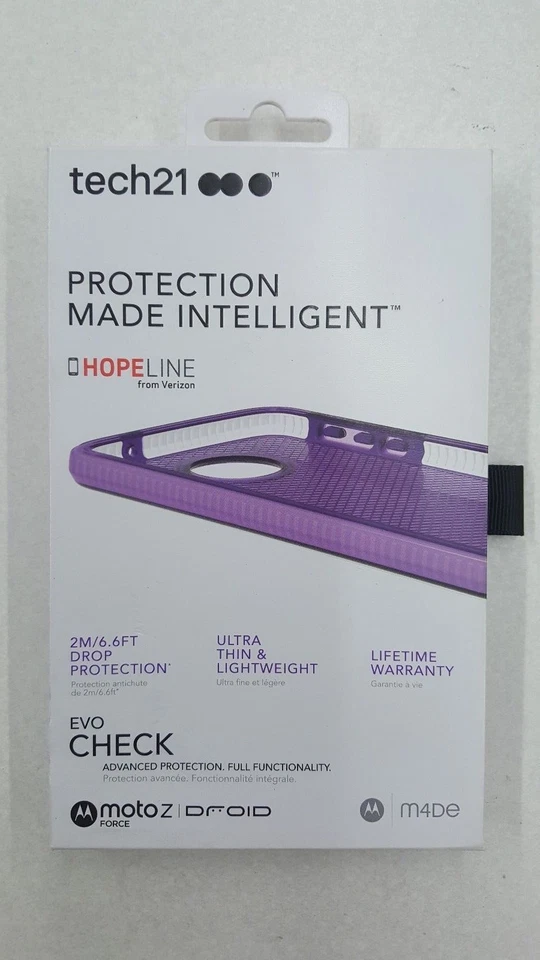 Tech21 Evo Check Phone Case - Motorola Moto Z Force - Purple New - Image 1 of 4