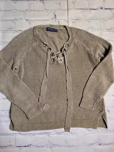 Suéter Polo Ralph Lauren para mujer color topo con cordones talla mediana - Imagen 1 de 2