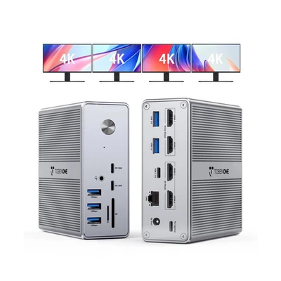 TobenONE DisplayLink Docking Station 4 Monitor with 4 HDMI, 18-in-1 Quad/Triple