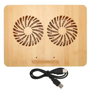 Bamboo Laptop Cooling Pad USB Dual Fans 1329RPM Adjustable Hollow Design Lap SAL - Afbeelding 1 van 24