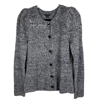 Cárdigan Ann Taylor Manga Abullonada Botón Delantero Tejido Gris Lana Alpaca talla M Foto 1 de 4