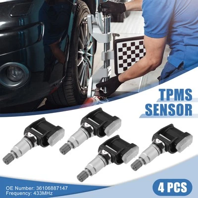 4Pcs TPMS Sensor No.36106887147 for BMW X5 X4 2019 2020 2021 Black Silver Tone - Image 1 of 4