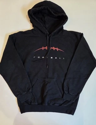Boys Gildan Softstyle Black Football Hoodie Size Adult Small - Image 1 of 3