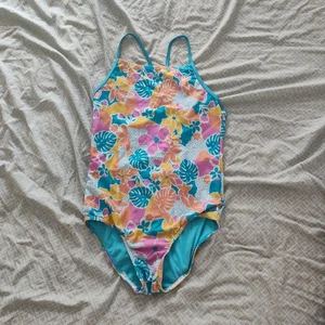 Girls Speedo Hawaiian Floral One Piece Racerback Swimsuit  - Aqua, Size XL - Picture 1 of 13