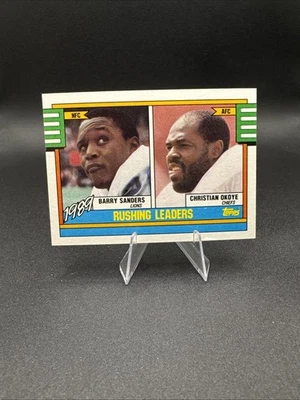 1990 Topps - Leaders Barry Sanders, Christian Okoye #28 - Image 1 of 2