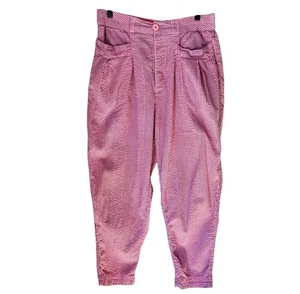 Free People Make A Stand Trousers- Double Bubble Seersucker Pink Sz M Y2K Retro - Picture 1 of 10