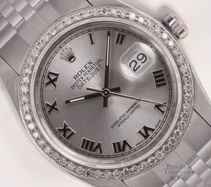 Rolex Datejust 36 Diamond Bezel Silver Roman Dial -SSteel Jubilee Hidden Clasp - Picture 1 of 5