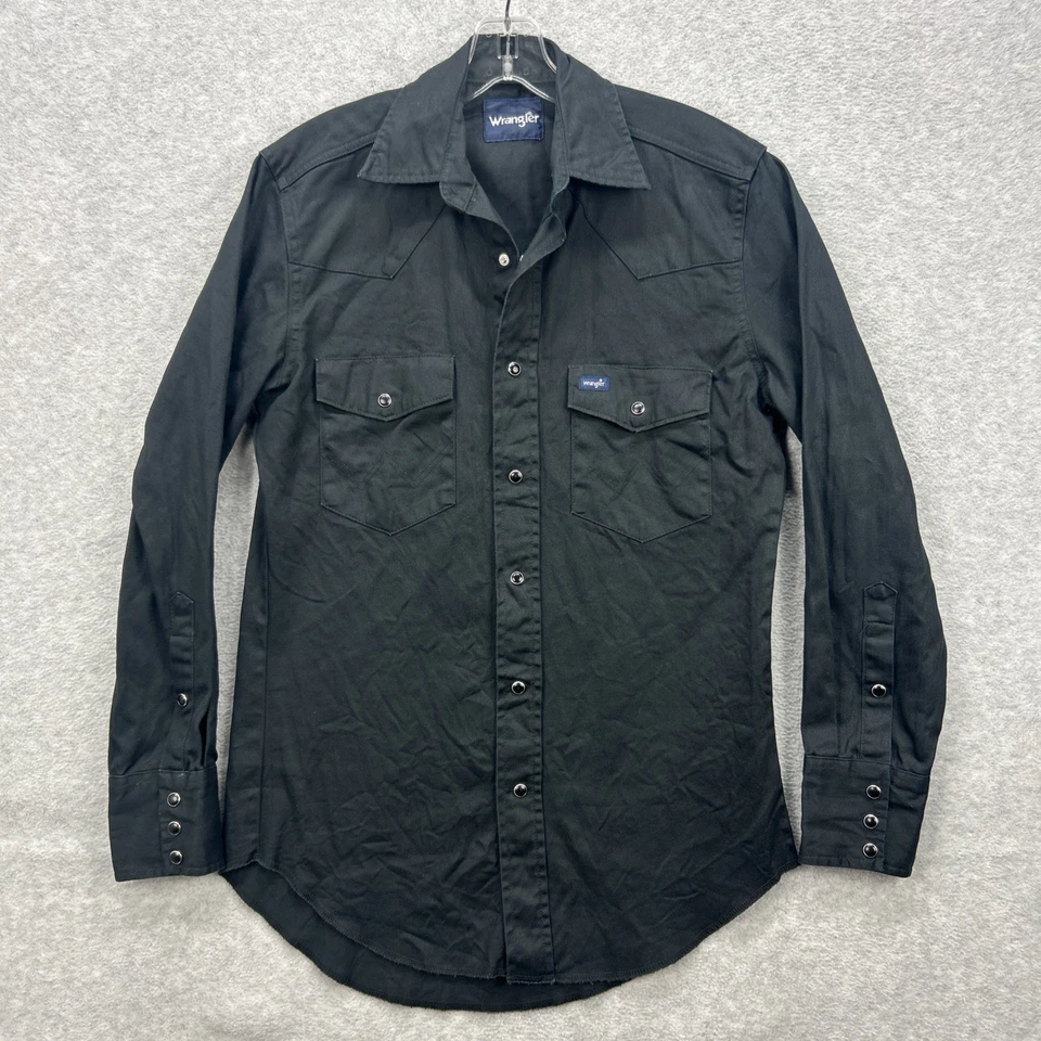 Винтажная мужская маленькая черная холщовая жемчужная застежка Wrangler вестерн родео ковбой - Изображение 1 из 4