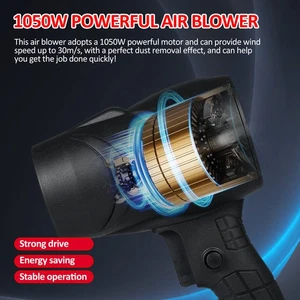 (BlackUS Plug & 2 Battery)Cordless Dust Blower 1050W Powerful Air Blower TDW - Afbeelding 1 van 10