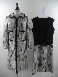 Women's M Vtg 1960's Maurice Barbanel Paris France 2-Pc Dress Suit Long Jacket - Picture 1 of 23
