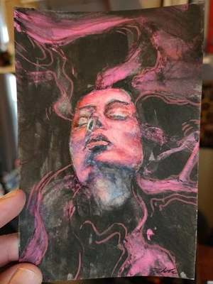 Original Watercolor & Acrylic Painting – “Drowning in the Modern World” - Image 1 of 4