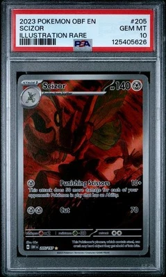 Scizor 2023 Pokemon Obsidian Flames Illustration Rare 205-197 PSA 10 GEM MINT - Image 1 of 2