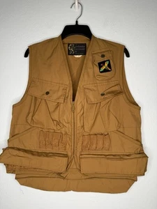 Vintage 70s Columbia Sportswear Brown Pheasant Duck Canvas Vest Small Fishing - Picture 1 of 9