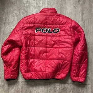 Polo Sport Ralph Lauren Vintage Puffer Jacket Reversibile Rosso Nero Uomo Taglia L - Foto 1 di 7