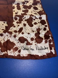 Vtg Diane Von Furstenberg square silk scarf / shawl, brown & white leopard spots - Picture 1 of 5