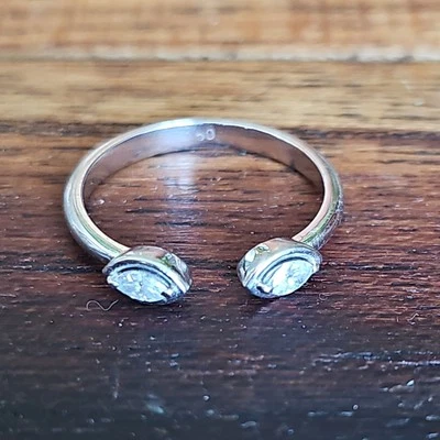 18k 0.03ct Diamond Marquise Wedding Open Cuff Band Ring Fine Jewelry Lab Created - Image 1 of 4