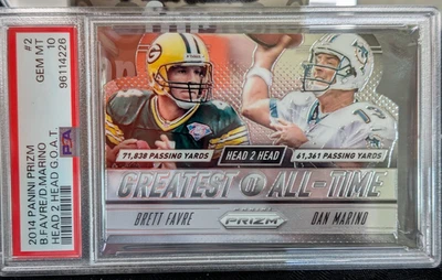 Panini Prizm Head to Head Goat Prizms #2 2014 Brett Favre, Dan Marino PSA 10 GEMA Foto 1 de 3