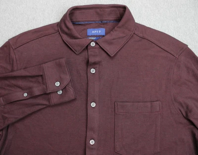 Apt 9 Shirt Mens Size Medium Red Long Sleeve Premier Flex Untucked Fit Dress - Image 1 of 4