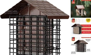  Double Suet Feeder mit Wetterschutz, 6,5" L x zwei Kuchen braun Doppelkäfig - Bild 1 von 7