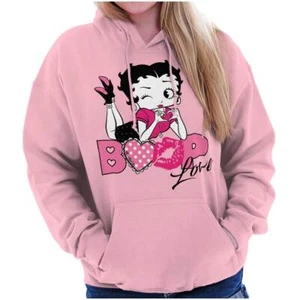 Cute Betty Boop Love Heart Kiss Lips Cartoon Womens Hooded Sweatshirts Hoodies - Picture 1 of 7
