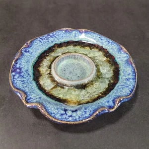 Studio Art Mix Keramik Crackled Glas Geode glasiert Windlicht Halter Made in USA 6" - Bild 1 von 8