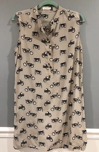 NWOT EQUIPMENT 100% SILK DRESS Ryder Motorcycle Print tunic XSmall Extra Small - Picture 1 of 5