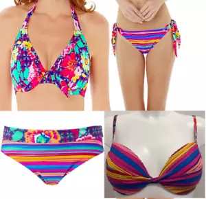 Top de bikini Lepel Sun Kiss rosa con aros cuello halter, acolchado y calzoncillos O - Imagen 1 de 16