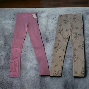 2 pk of Adorable Yoda Leggings For Girls - Gray and Pink. Back To School Clothes - Picture 1 of 11
