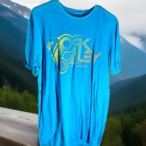 🚨RETRO Oakley Blue T-Shirt 'Almost an Unfair Advantage' Dune Buggy Size L 👕 - Picture 1 of 3