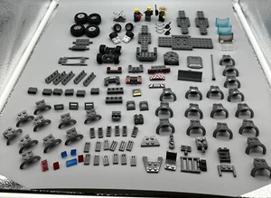 LEGO Bulk Lot GRAY 100+ Car Parts Pieces Wheels Fenders Truck Minifigs+ Lot 9 - Picture 1 of 8
