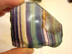 Rainbow fluorite AAA gem grade polished slice 3x2.5x0.4 inch f1 - Picture 1 of 3