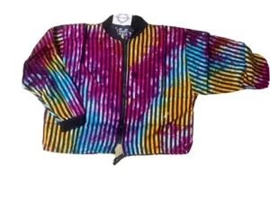 Tie-dye jacket Activewear women multi color stripe spring fashion M size zipper - Picture 1 of 3