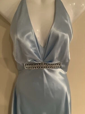 Fiesta Formal Gown Dress Pageant/Prom Size Extra Small Open Back Satin Baby Blue - Image 1 of 4