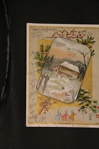 Tarjeta de intercambio y saludo navideño Woolson Spice Cos MAY YOU HAVE A ALEGRE FUTURO Y - Imagen 1 de 2