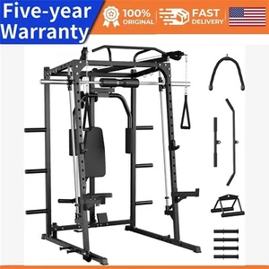 🔥2000LBS Smith Machine Power Rack with Smith Bar Cable Crossover Machine for Gy - Picture 1 of 13